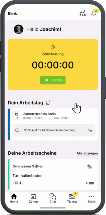 Zeiterfassung Blink me QR-Code Arbeitsscheine.gif